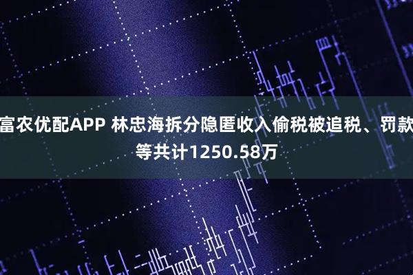富农优配APP 林忠海拆分隐匿收入偷税被追税、罚款等共计1250.58万